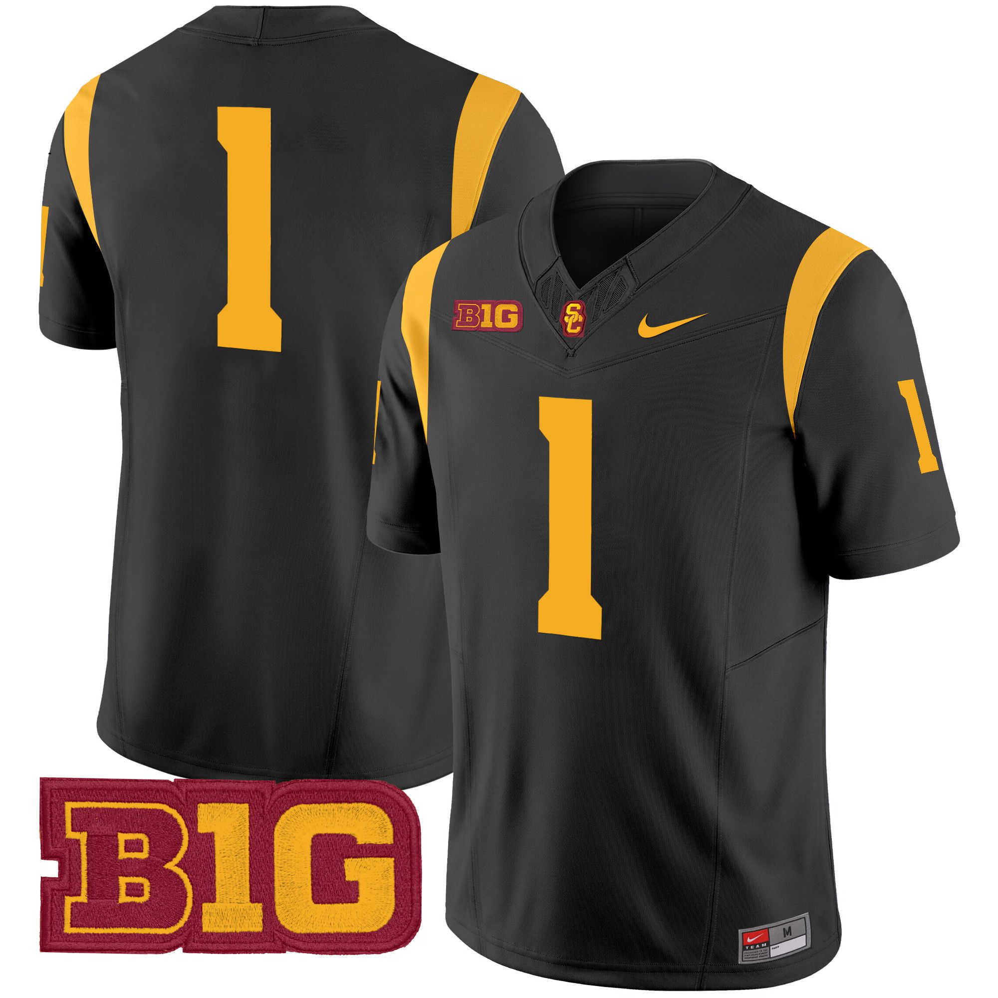 Men USC Trojans #1 No Name Black Nike 2024 Vapor Limited NCAA Jersey style 1